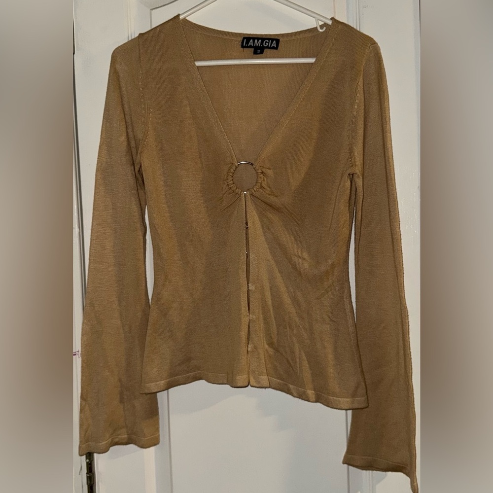 I.AM.GIA Tan Ring Detail Blouse